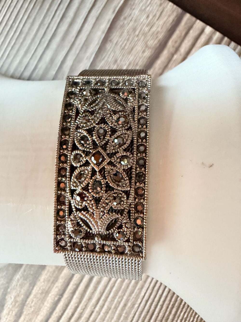 Marcasite Silver Tone Bracelet Art Deco Style - Picture 4 of 5